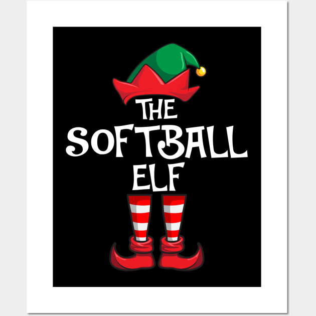 Softball Elf Matching Family Christmas Sporty Wall Art by hazlleylyavlda